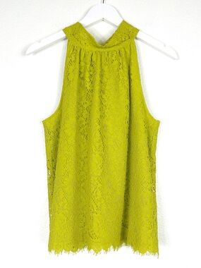 J. Crew lace Chartreuse bow tie back halter top whimsy fairy preppy size S small